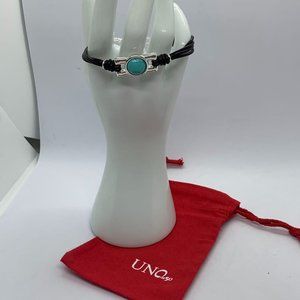 UNO de 50 bracelet Darling bracelet brown leather cyan Murano glass bead blue